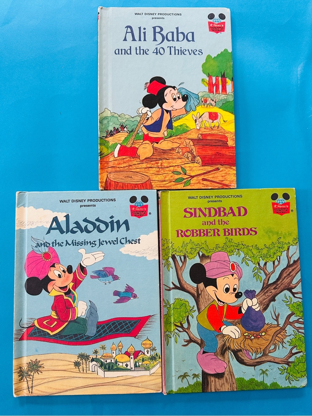 Walt Disney Productions Aladdin Ali, Baba & Sinbad Vintage Hardcover Books